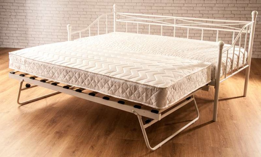 Image 2: Montpellier Metal Day Bed Frame or Trundle with Optional Mattresses