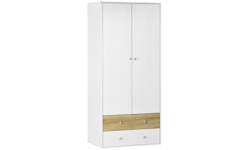 Image 1: HomCom Two-Door Wardrobe