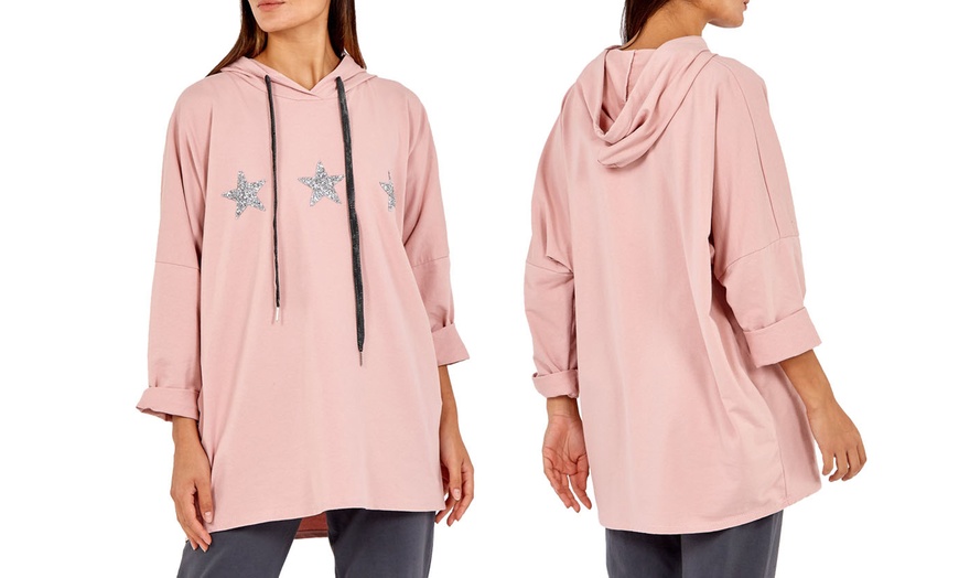 Image 8: Women's Oversized Star-Detailed Sweatshirt or Hoodie