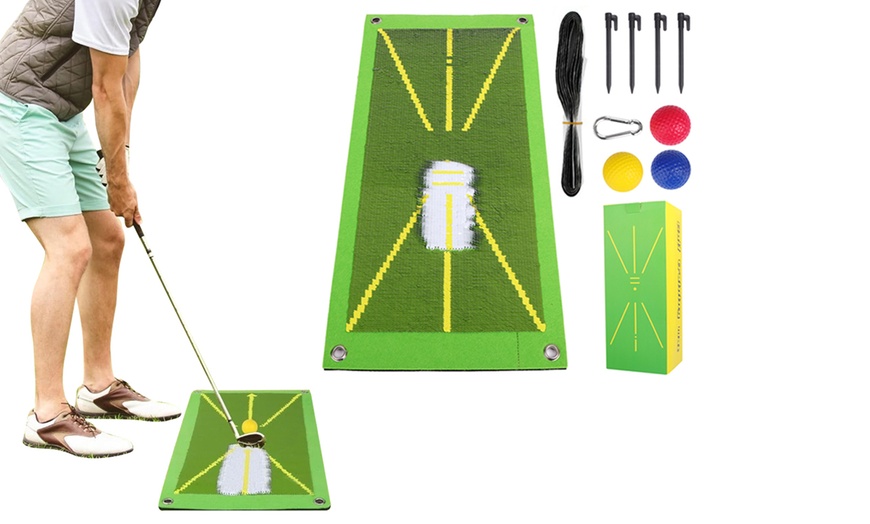 Image 1: Golf Training Mat Set for Swing Detection