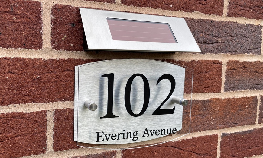 Image 2: Personalised Curve Metal Acrylic Door Sign with Solar Light