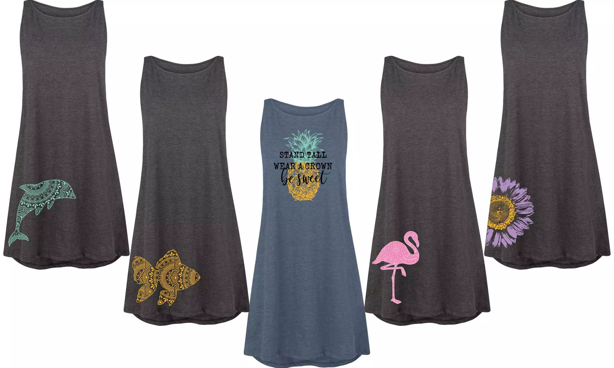 Bright and Colorful Summer Tank Dress - Primary Image