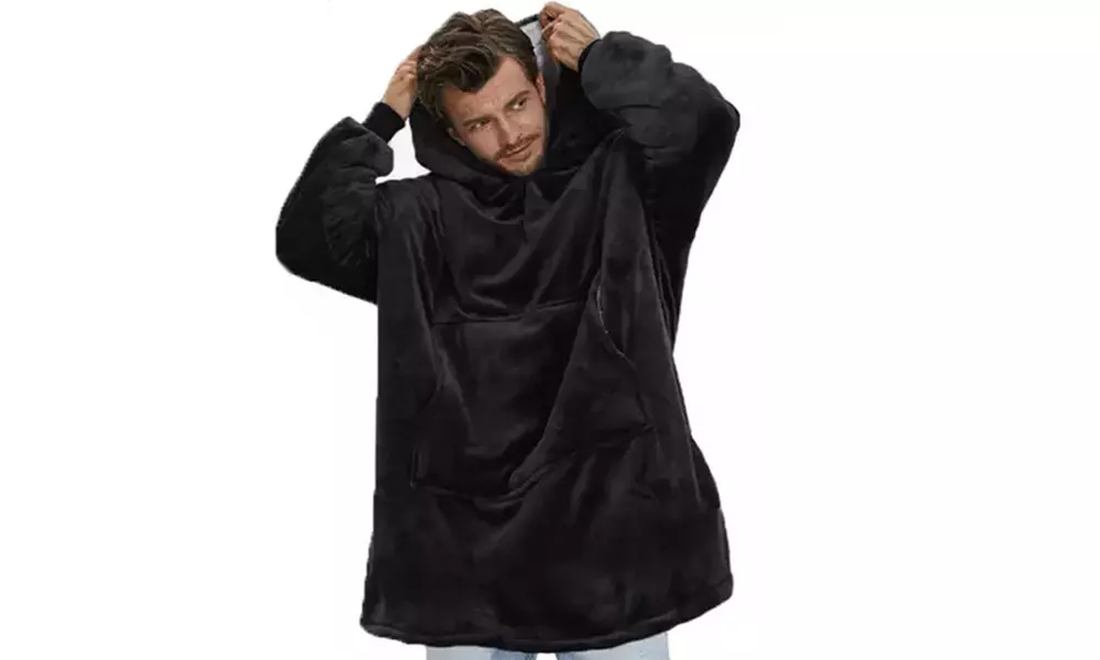 1 of 2 zachte fleece dekens met capuchon