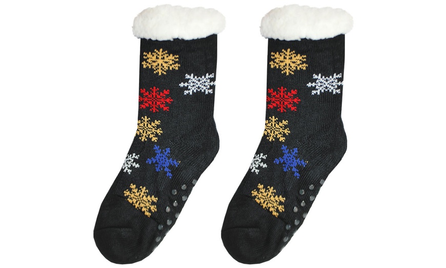 Image 28: Warm Winter Lined Christmas Slipper Socks