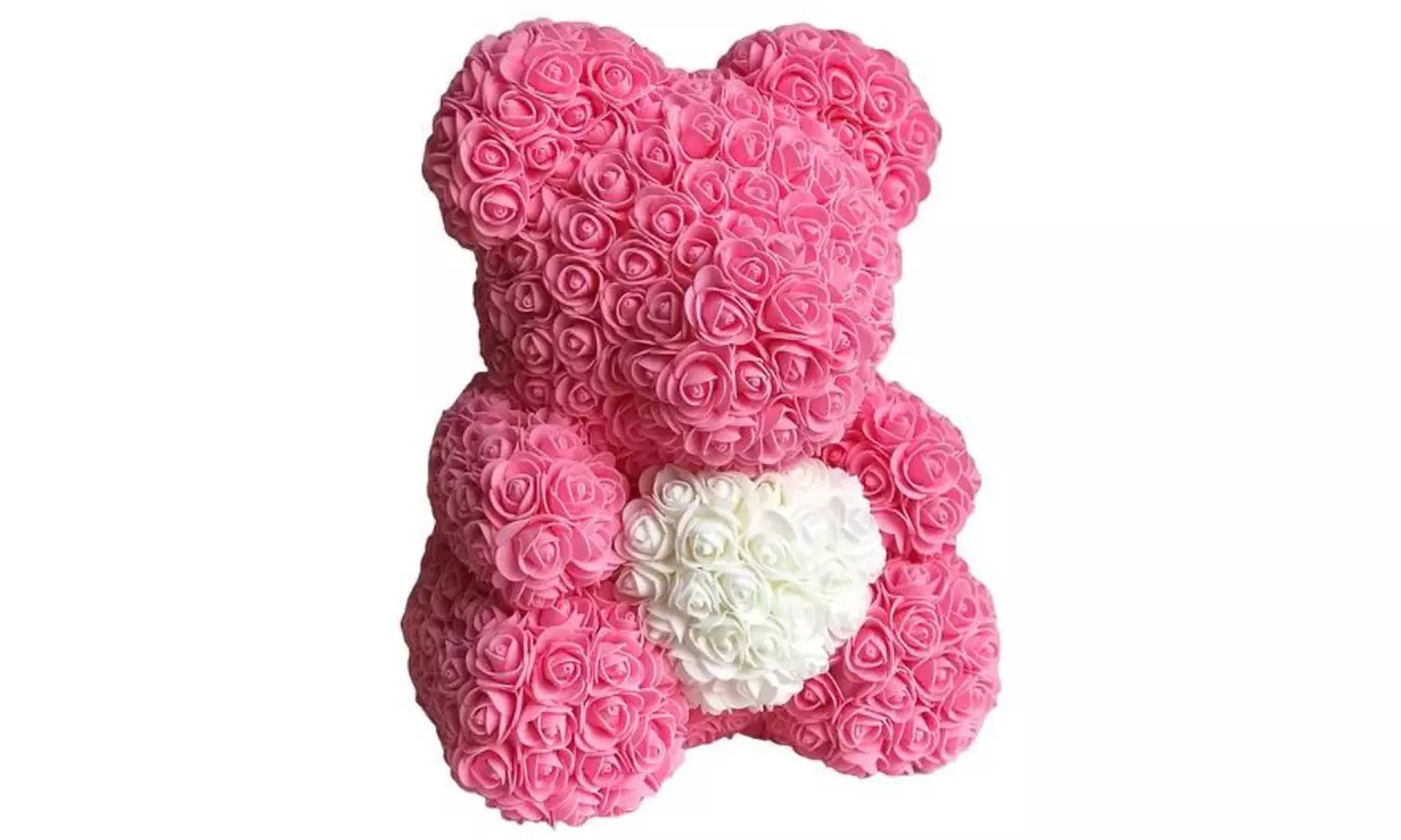 Ours en rose avec cœur dans sa boîte de Promo Linge