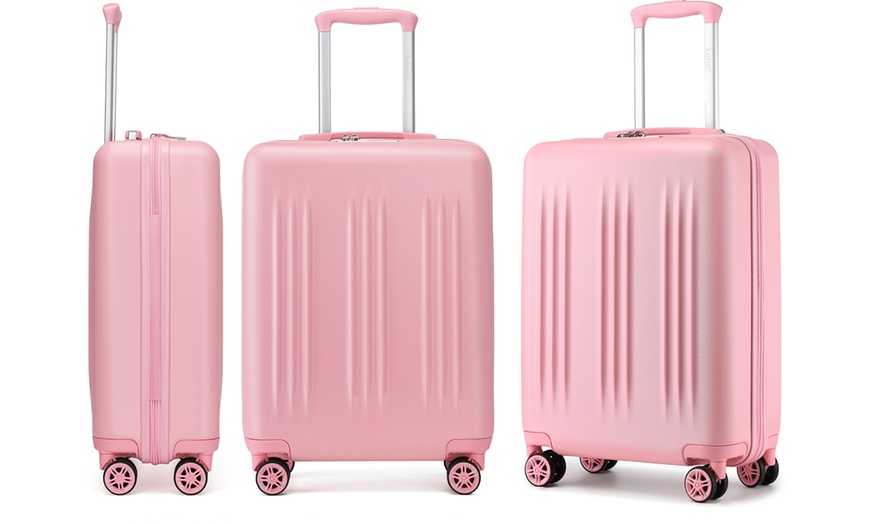 Image 22: One- or Three-Piece Sleek Striped Expandable ABS and PC Suitcases