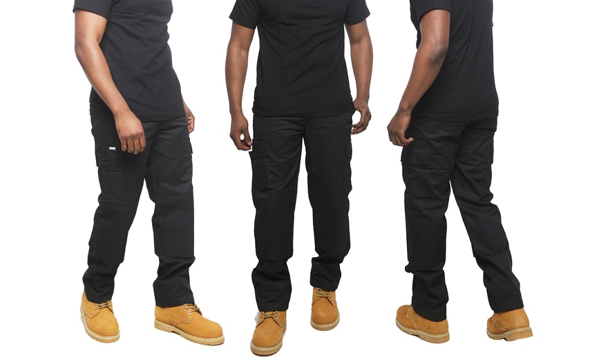 Image 4: Men's Cargo Combat Trousers with Knee Pad Pockets