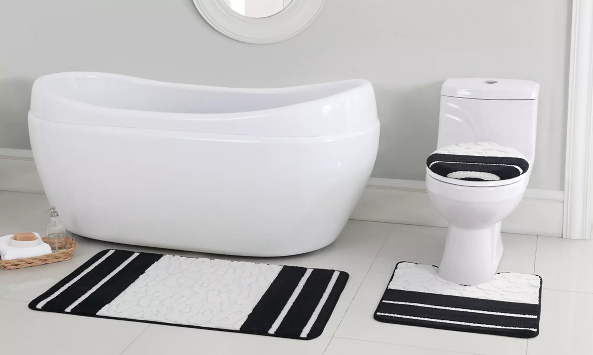 Sculpted Microfiber Bath Rug Set (3-Piece) - Primary Image