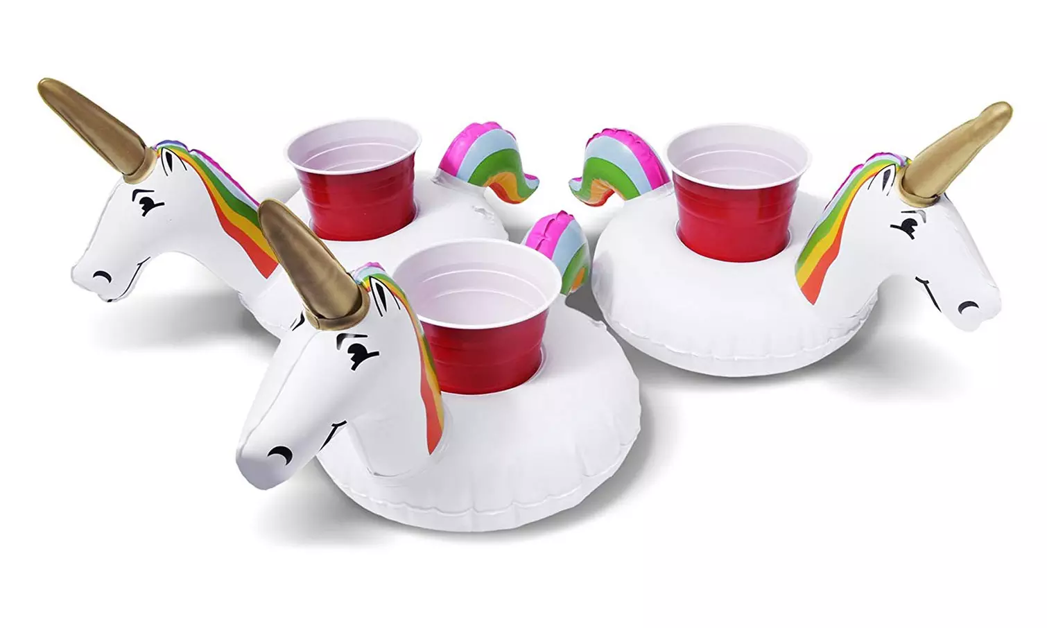 Unicorn-Shaped Pool Drink Holder Float (3-Pack) - Primary Image