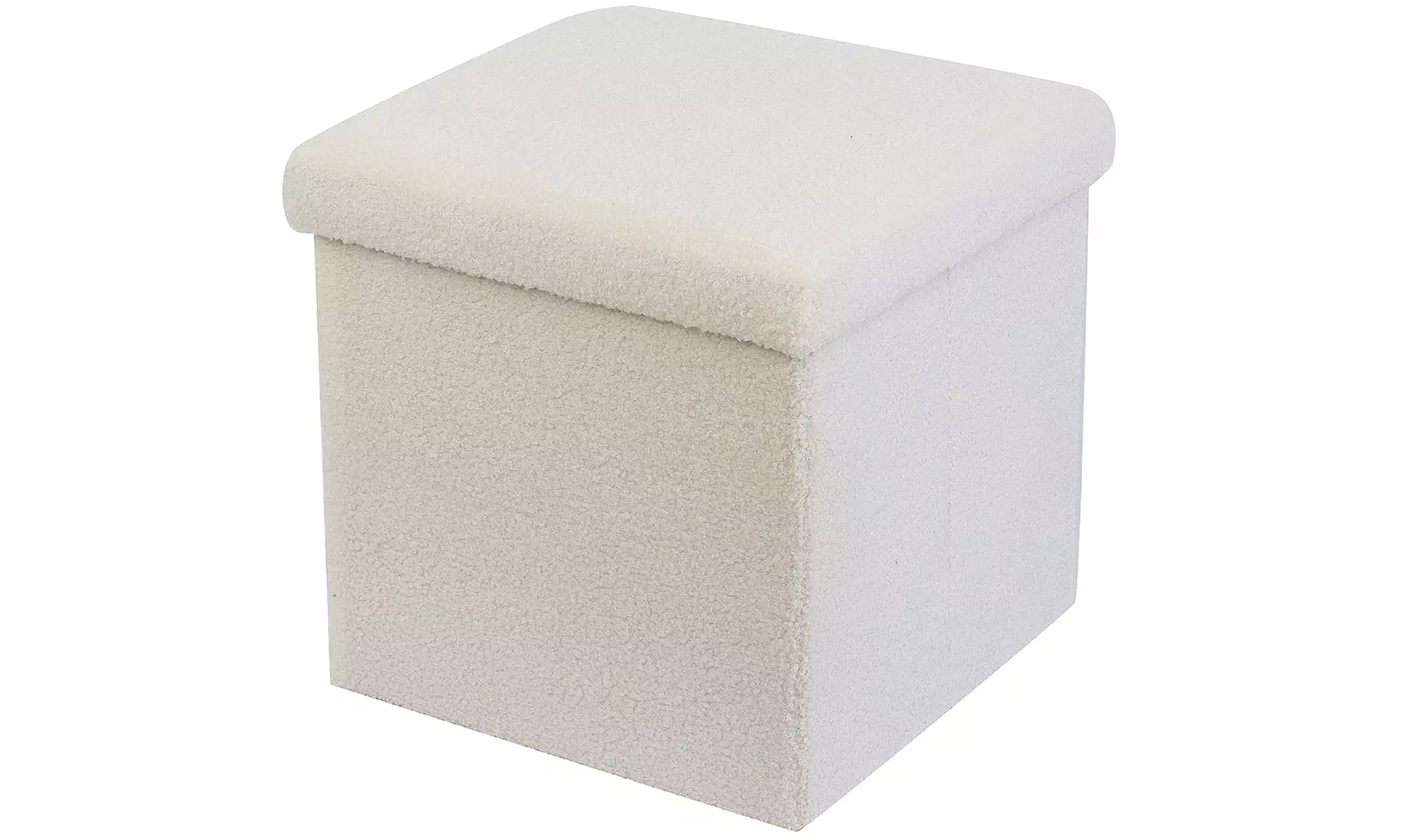 Teddy Boucle Storage Ottoman or Foldable Cube Footstool