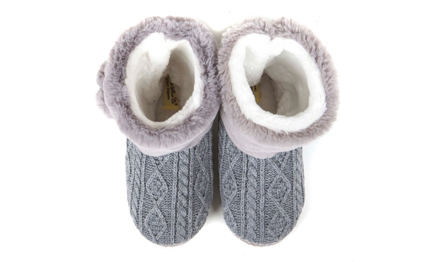 Image 3: Women's Pom Pom Boot Slippers