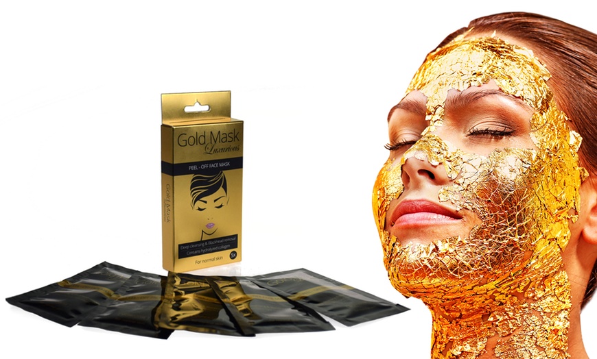 Image 1: Set of 5 Gold Peel-Off Face Masks