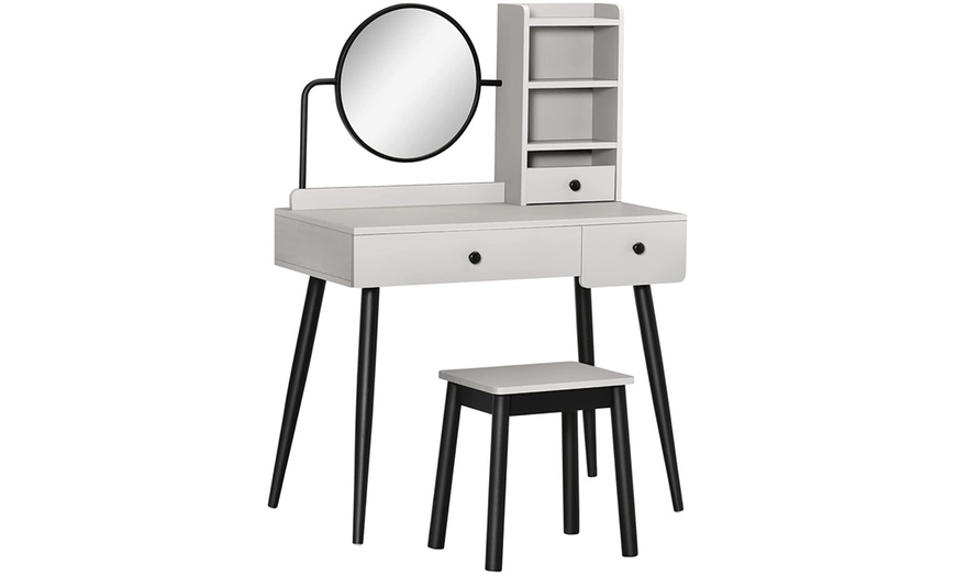 Image 4: HomCom Dressing Table with Stool