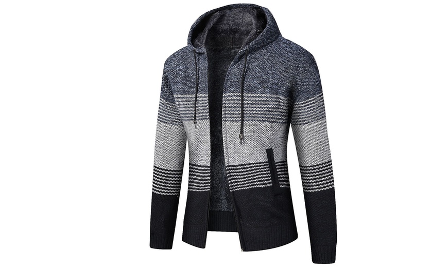 Image 3: Men's Hooded Sweater Cardigan