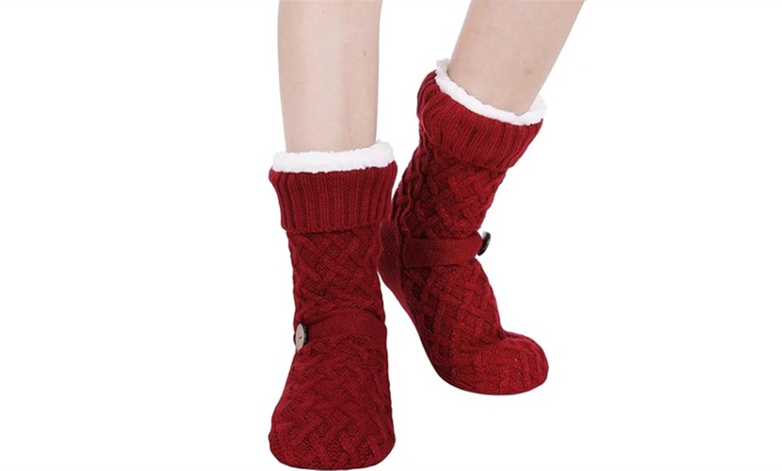 Image 3: Cozy Nights Sherpa Fleece Lined Slipper Socks