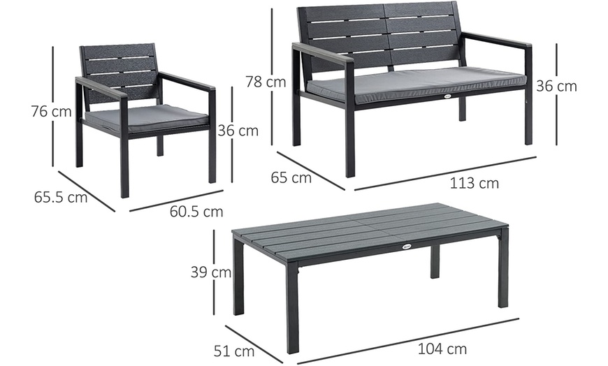 Image 8: Outsunny Steel Outdoor Furniture Set