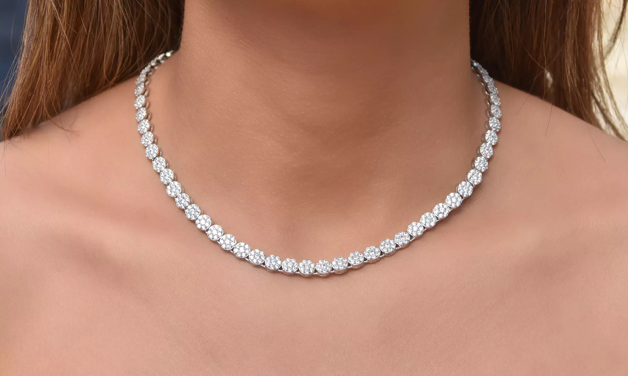 Cubic Zirconia Tennis Necklace in Sterling Silver by Elements of Love - Primary Image