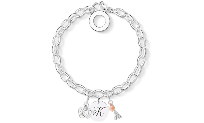 Image 12: Initial Charm Bracelet Made with Crystals from Swarovski®