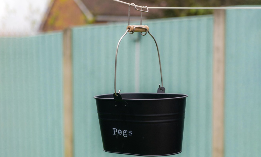 Image 11: Vintage Style Metal Clothes Peg Bucket