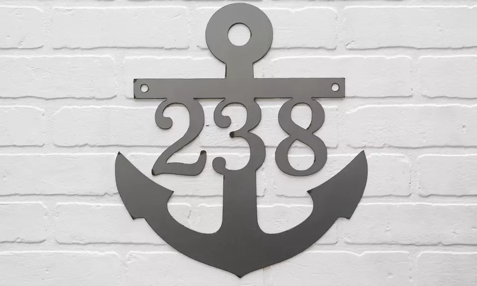 One, Two, or Three 16" Metal Custom Anchor Address Plaques from Rusted Orange (Up to 62% Off) - Second Medium