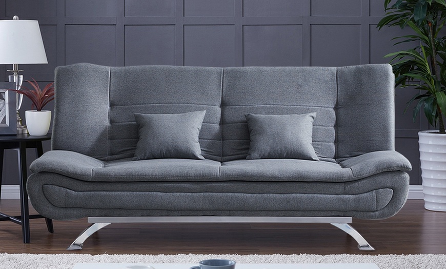 Image 1: Convertible Linen Sofa Bed with Dual-Layer