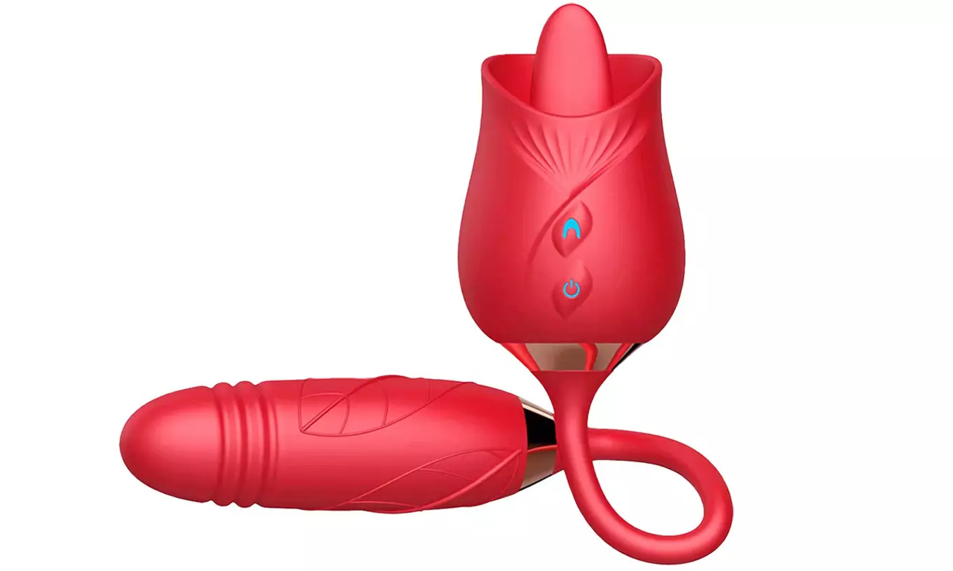 New Rose Flower 3 Generations 2 In 1 Tongue Licking G-spot telescopic Vibrator