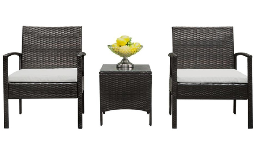 Image 1: Coffee Table Rattan-Effect Sofa Set