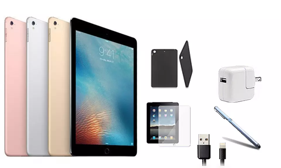 Apple iPad Pro 9.7" WiFi Tablet Bundle (Scratch & Dent) with MFi-Certified Lightning Cable and Generic Power Adapter - Primary Image