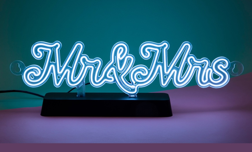 Image 2: Mr and Mrs Light Up Neon Sign