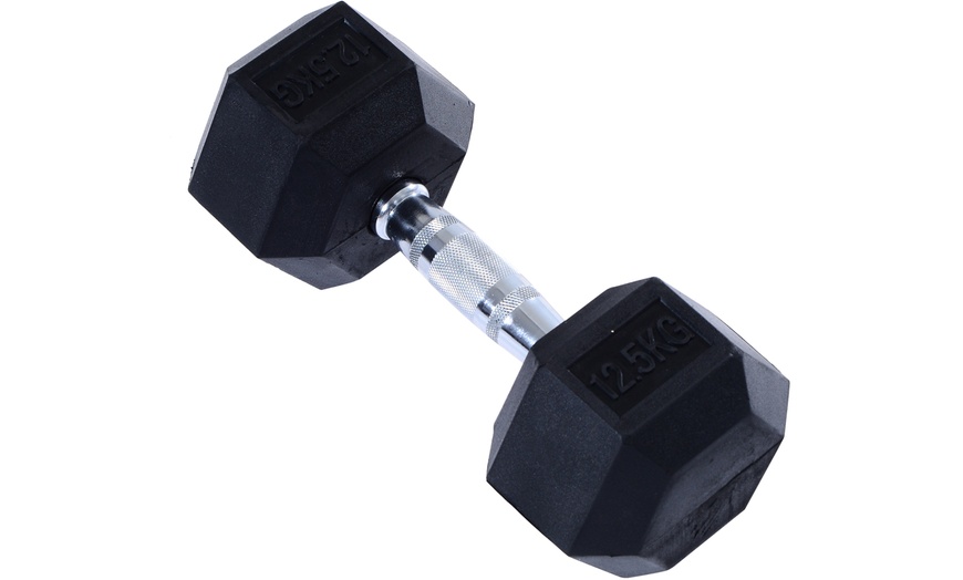 Image 39: Rubber Hexagonal Dumbbells