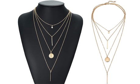 1, 2 ou 4 Colliers multirangs 4 pendentifs