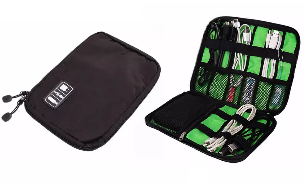 Multi-Pocket Gadget and Electronic Organizer Zipper Case - Primary Image