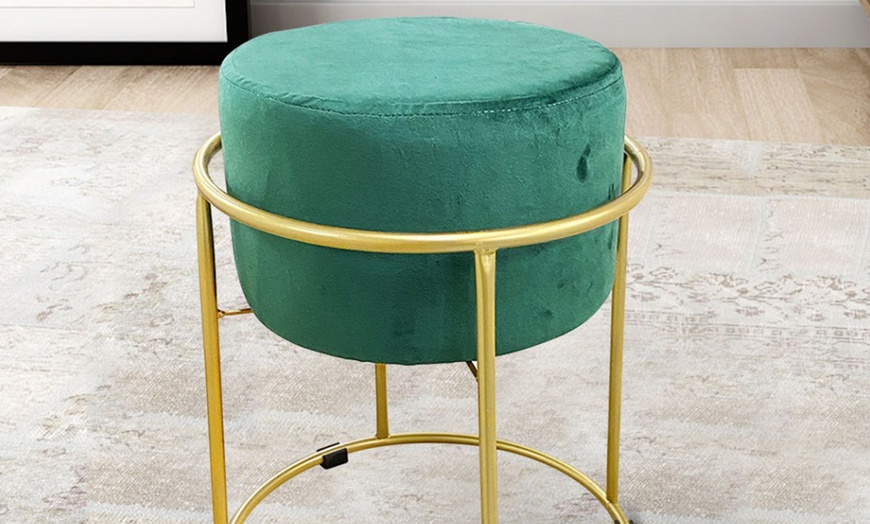 Image 15: Pouf sgabello in velluto e metallo