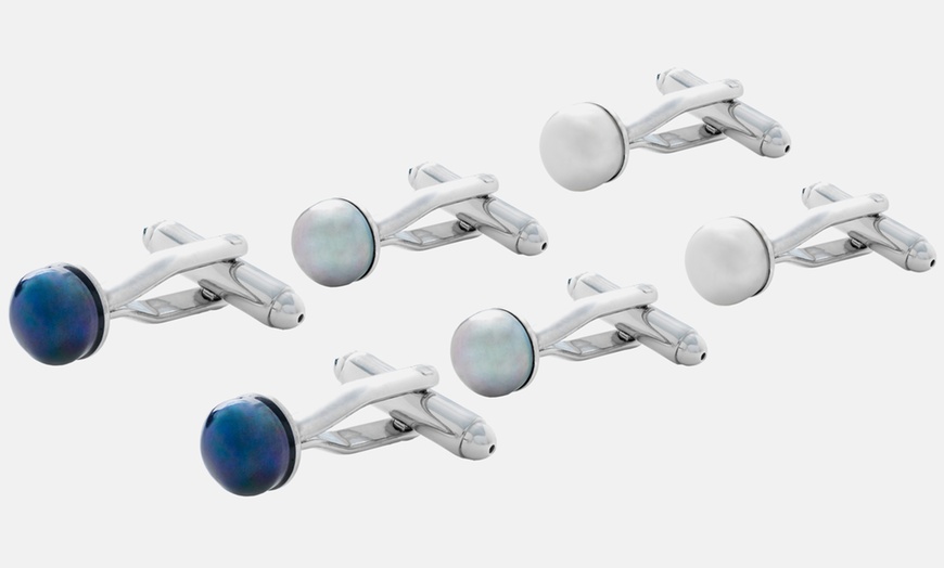 Image 1: Men's Pearl Cufflinks