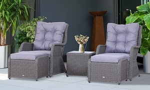  Outsunny Deluxe Rattan-Effect Armchair, Stool and Table Set 