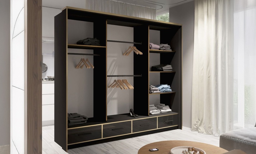 Image 4: Sweden Modern High Gloss Wardrobe with Drawers
