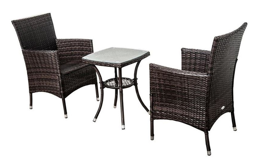 Image 4: Three-Piece Rattan Bistro Set