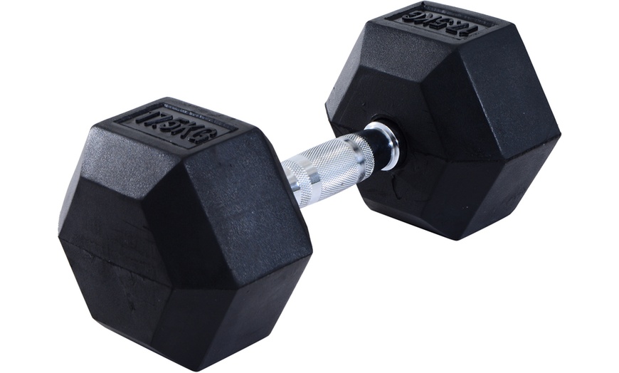 Image 27: Rubber Hexagonal Dumbbells