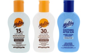  Three Pack of Malibu Sun Protection or After Sun Lotion 100ml 