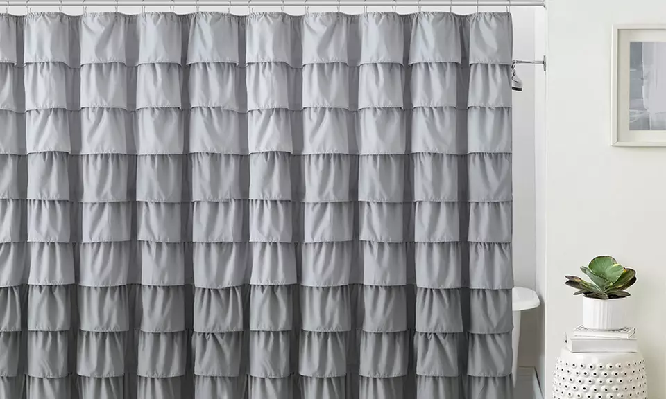 Ruffled Fabric Shower Curtain - Primary Image