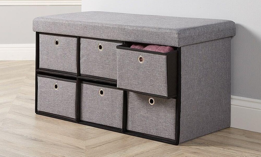 Image 12: Furniture Dealz Sofia Six Drawer Folding Storage Ottoman