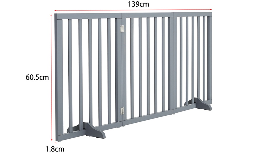 Image 9: Three-Panel Wooden Foldable Pet Gate