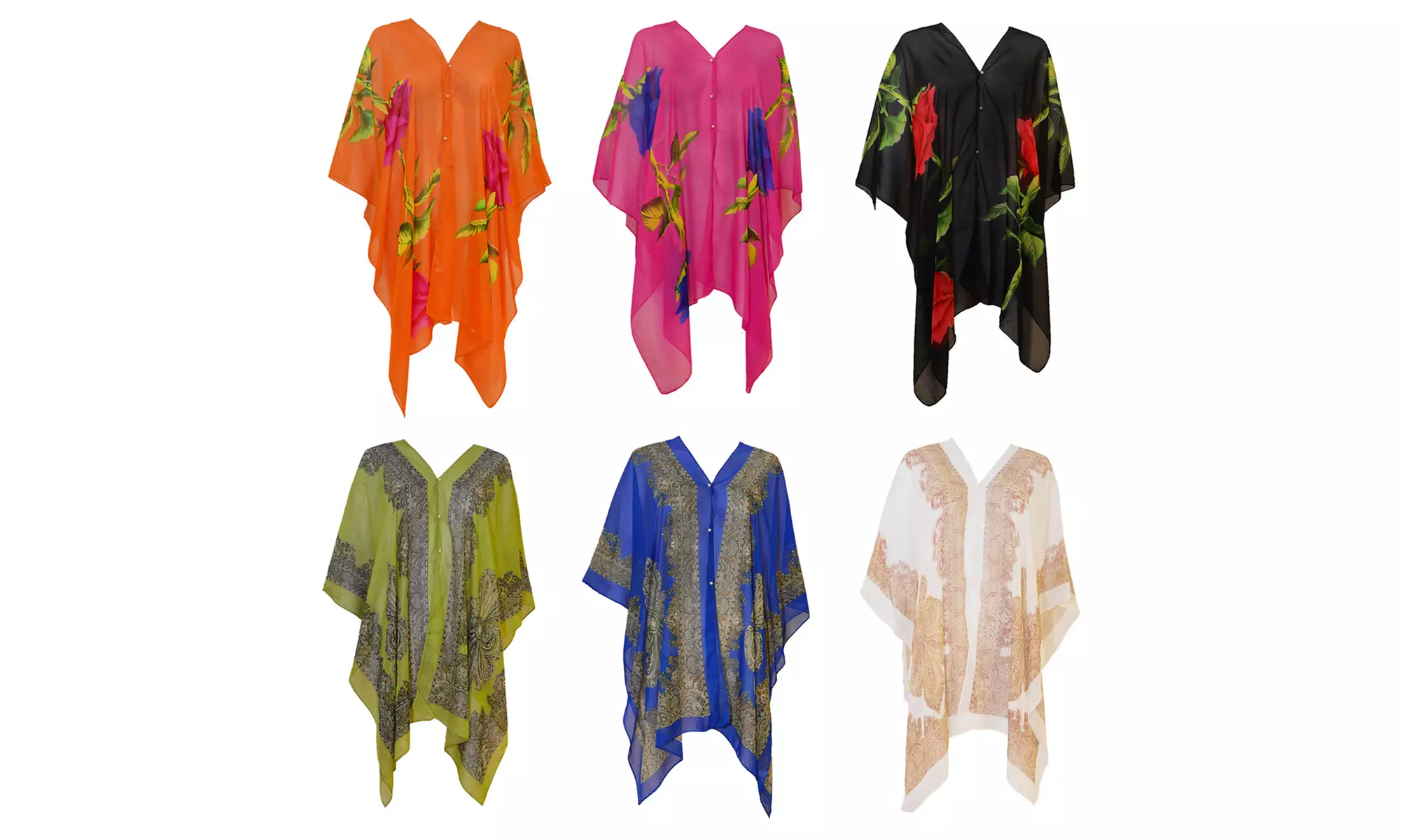 1 ou 2 caftans plage 2 en 1 en mousseline transparent - Primary Image