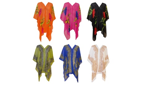 1 ou 2 caftans plage 2 en 1 en mousseline transparent
