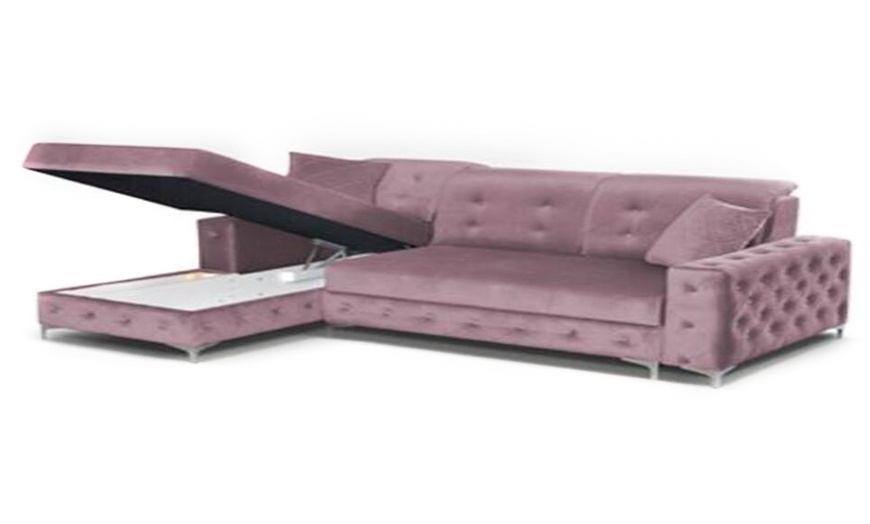 Image 12: Plush Velvet Sofa Bed