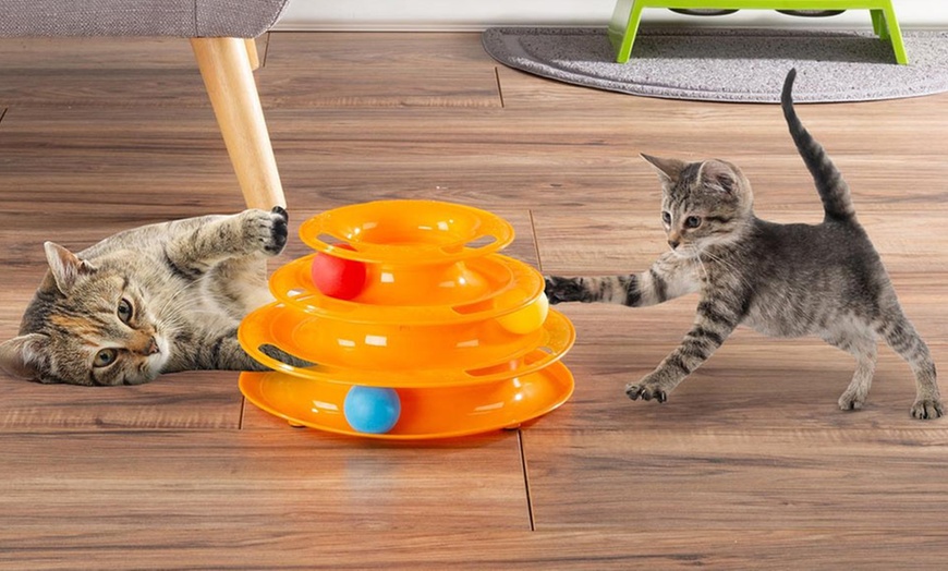 Image 1: Three-Tier Cat Toy Tower