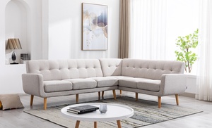 Five-Seat L-Shaped Fabric Corner Sofa