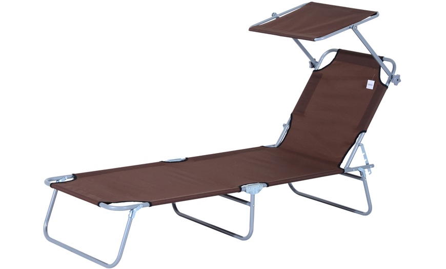 Image 7: Outsunny Outdoor Foldable Sun Lounger
