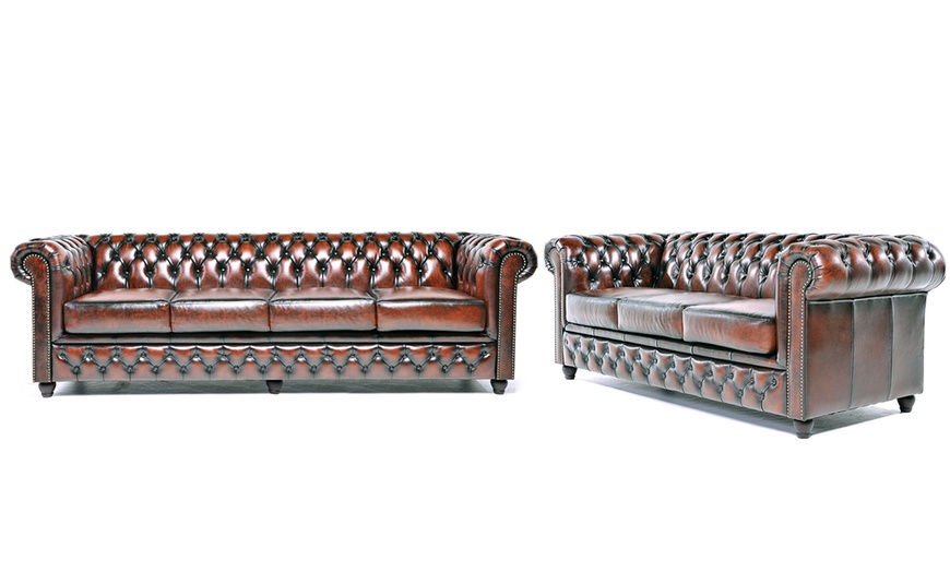 Image 60: Sofas Chesterfield en cuir authentiques 