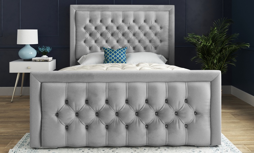 Image 11: DS Home Living Upholstered Soft Velvet Bed